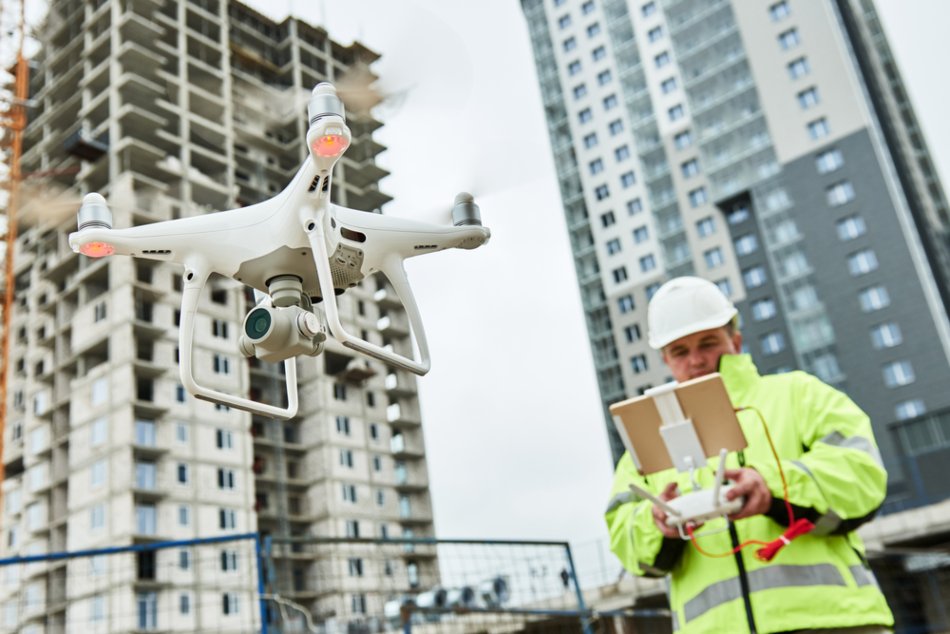 Drone operated by construction worker in Queensland